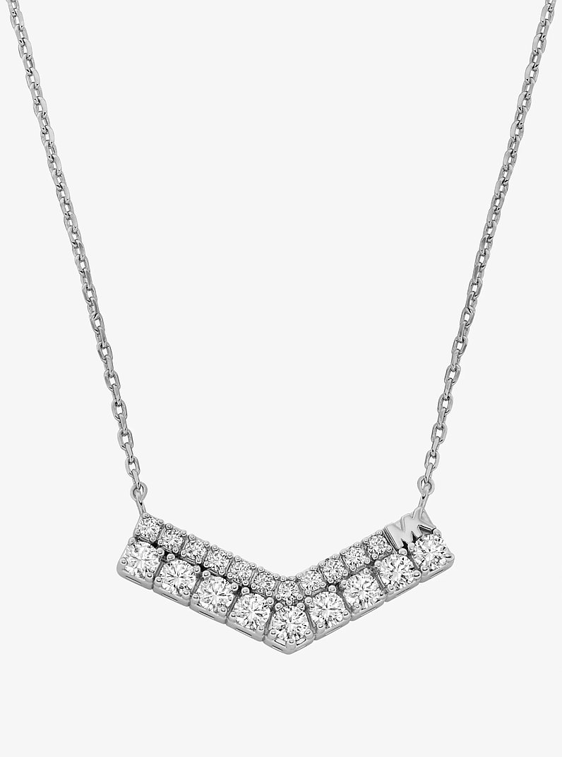 Collar con dise&ntilde;o chevron con incrustaciones in PLATEADO | Michael Kors