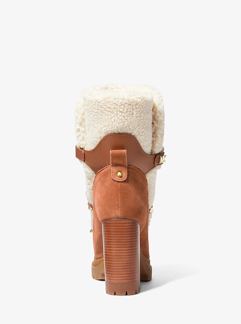 Culver Sherpa and Nubuck Lace-Up Boot in NATURAL/LUGGAGE | Michael Kors