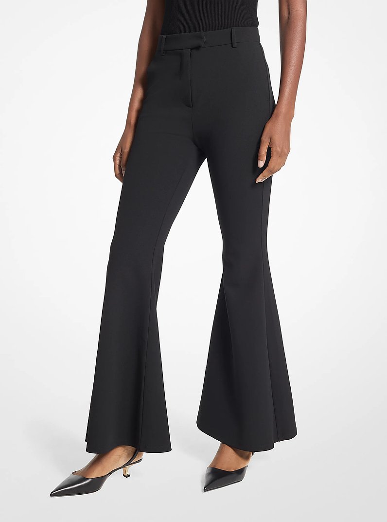 Stretch Crepe Flared Pant in BLACK | Michael Kors