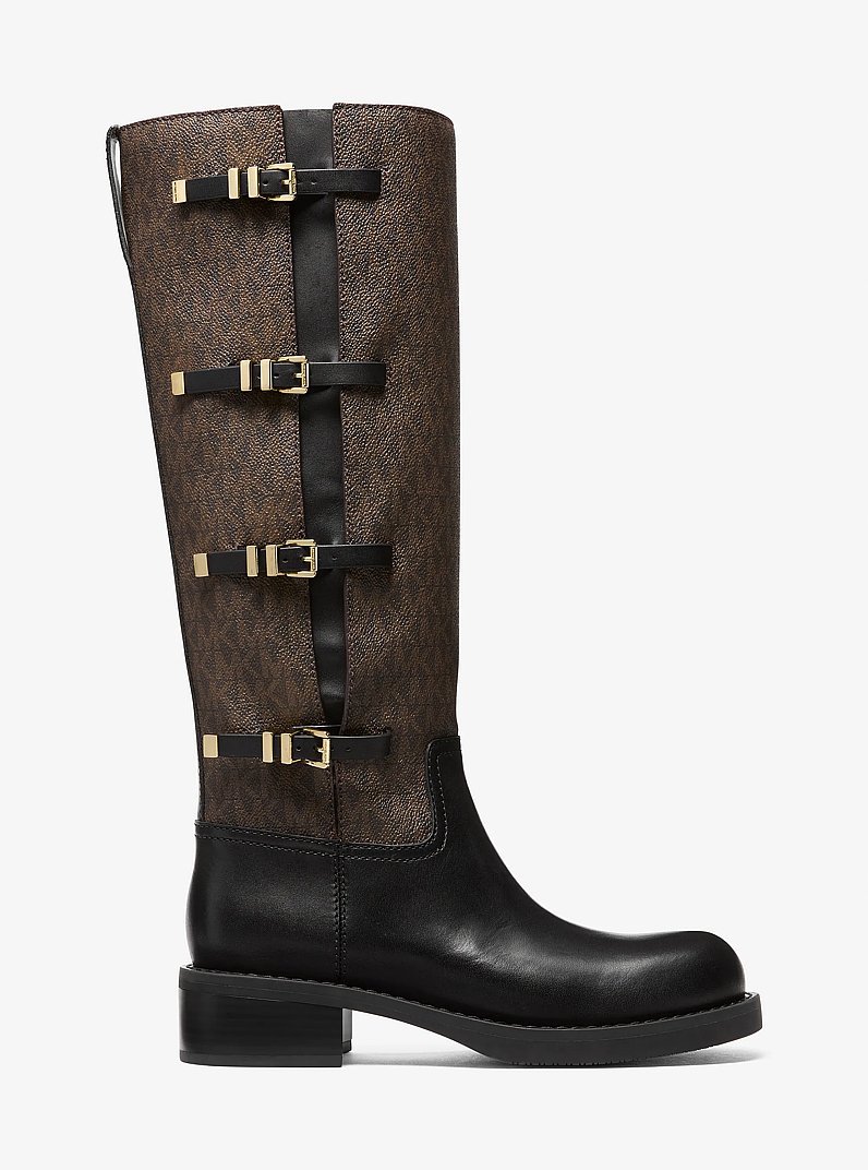 Darrington Signature Logo and Leather Boot in BROWN/BLK | Michael Kors