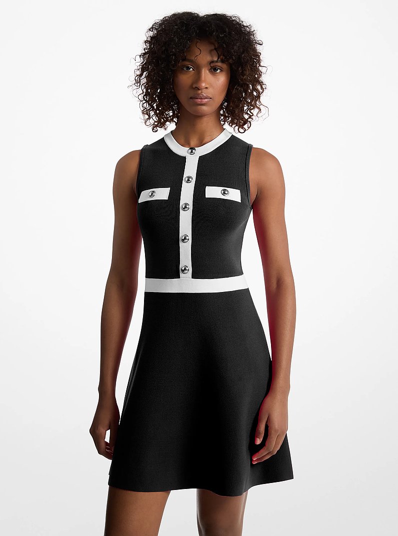 Viscose Blend Snap Dress in BLACK | Michael Kors
