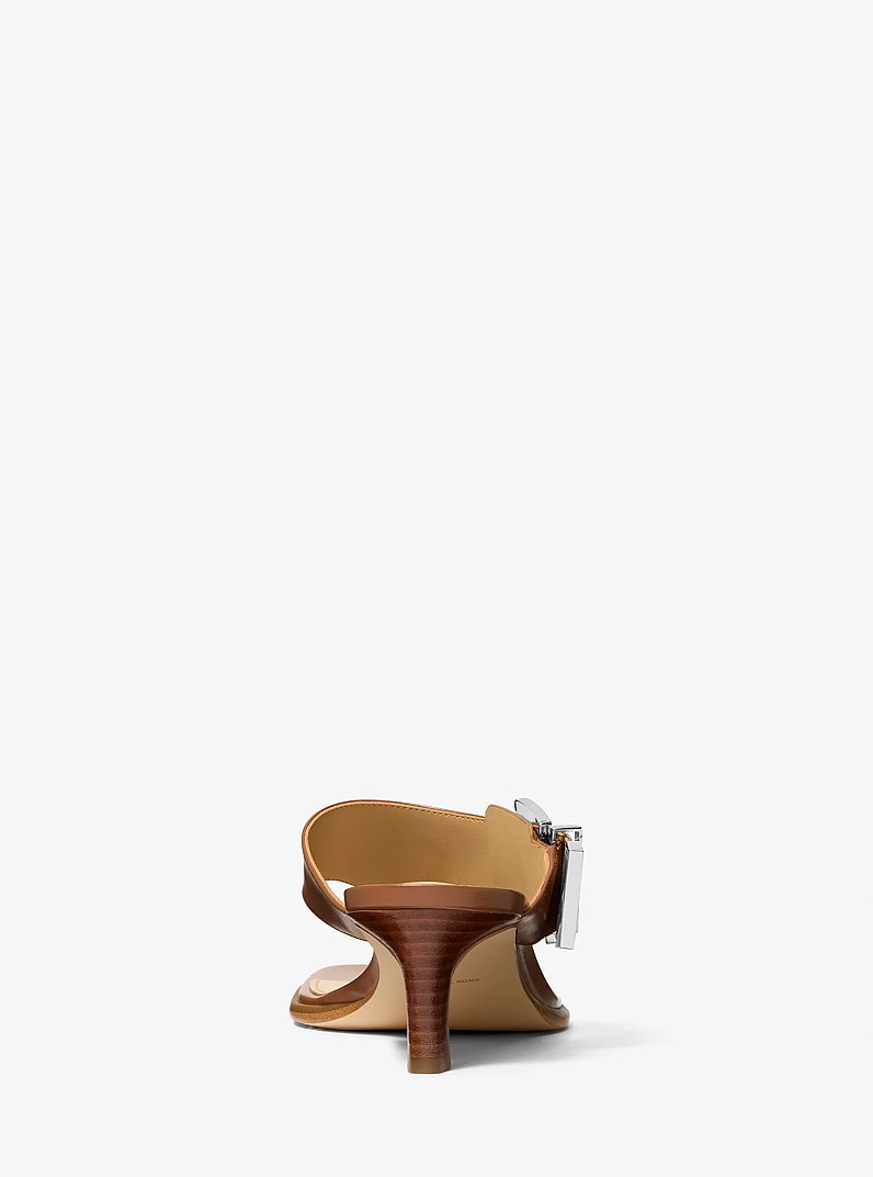 Rowen Leather Thong Sandal in LUGGAGE | Michael Kors