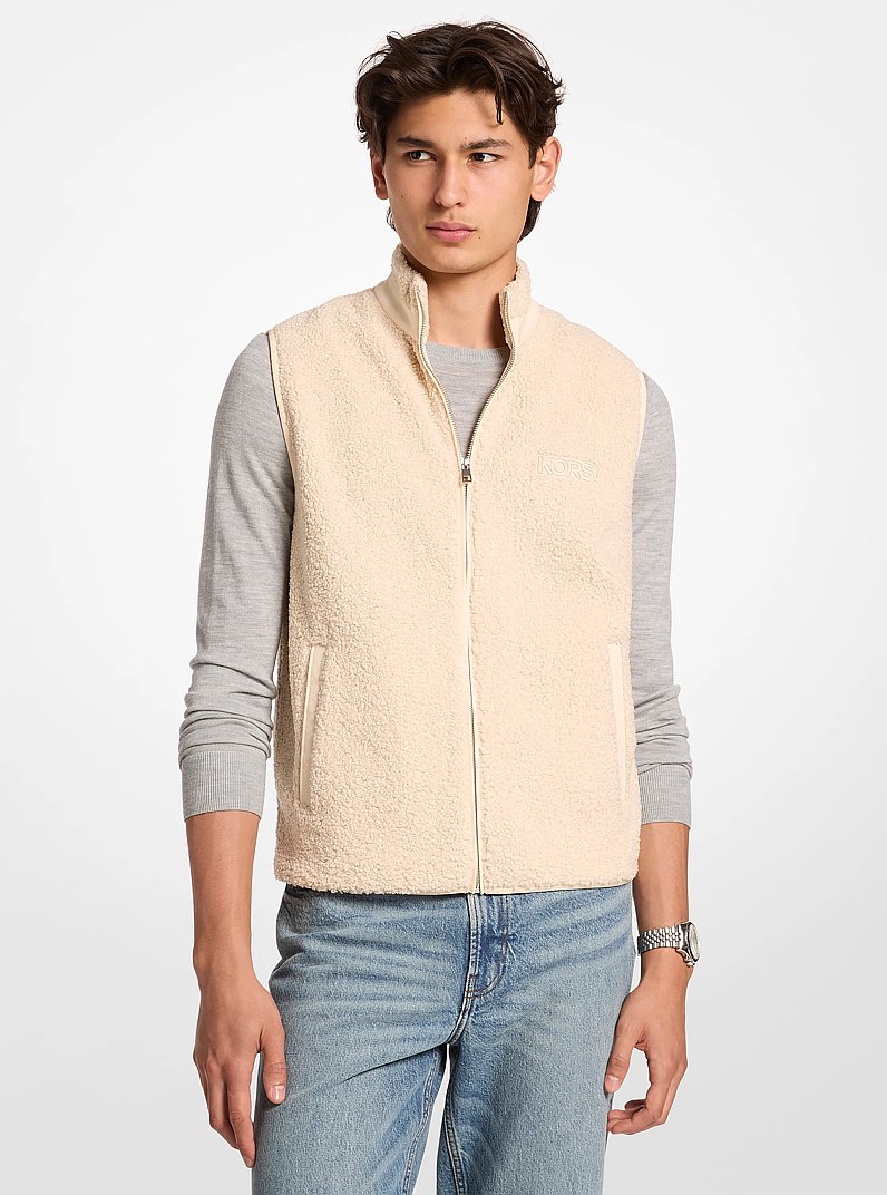 Sherpa Zip-Up Vest in CREMA CLARO | Michael Kors