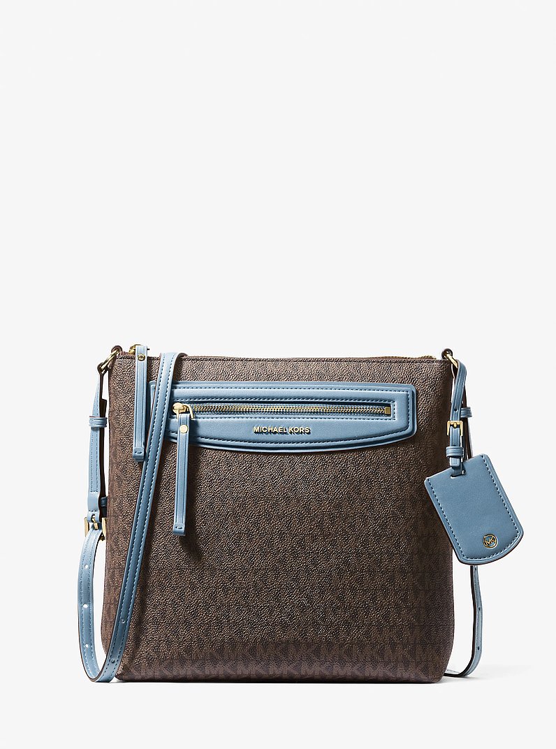 Borsa a tracolla Jet Set Travel grande con stampa logo in CHAMBRAY | Michael Kors