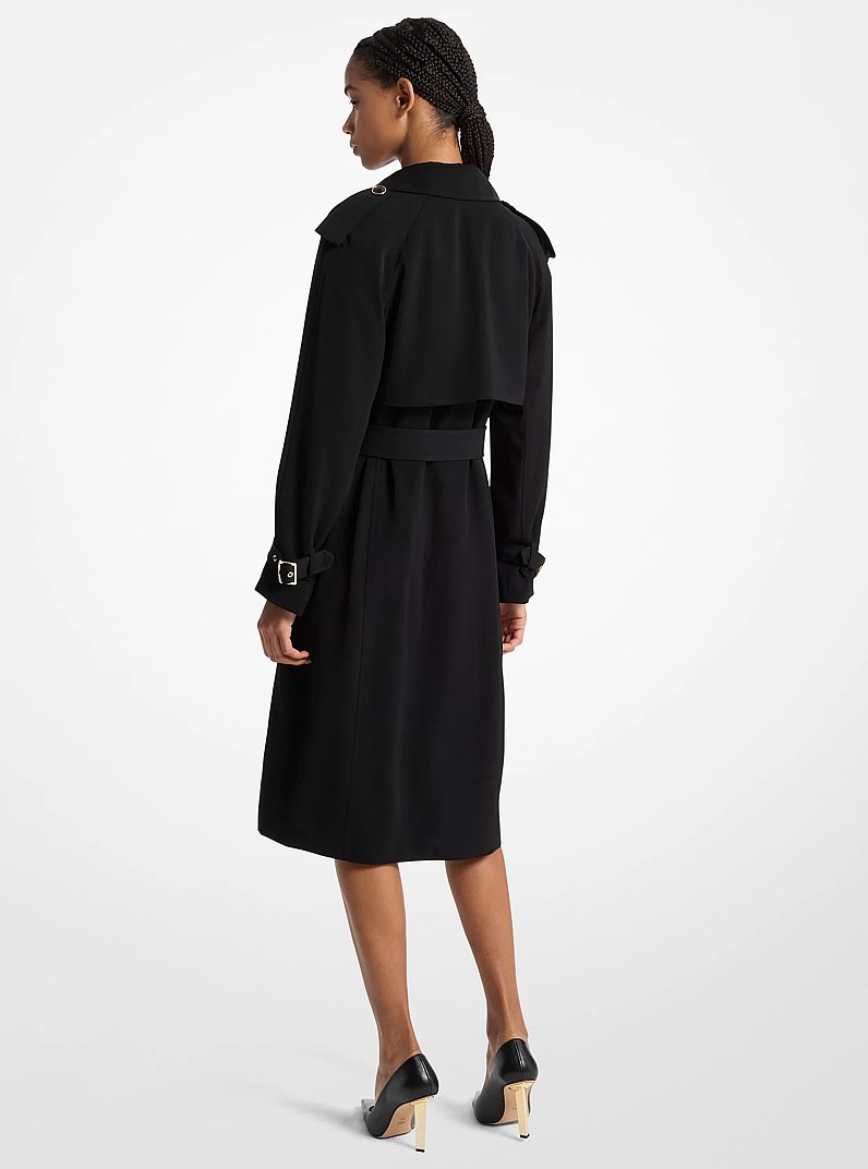 Draped Woven Trench Coat in BLACK | Michael Kors
