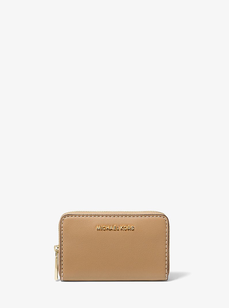 Jet Set Small Topstitched Leather Wallet in CAMEL | Michael Kors