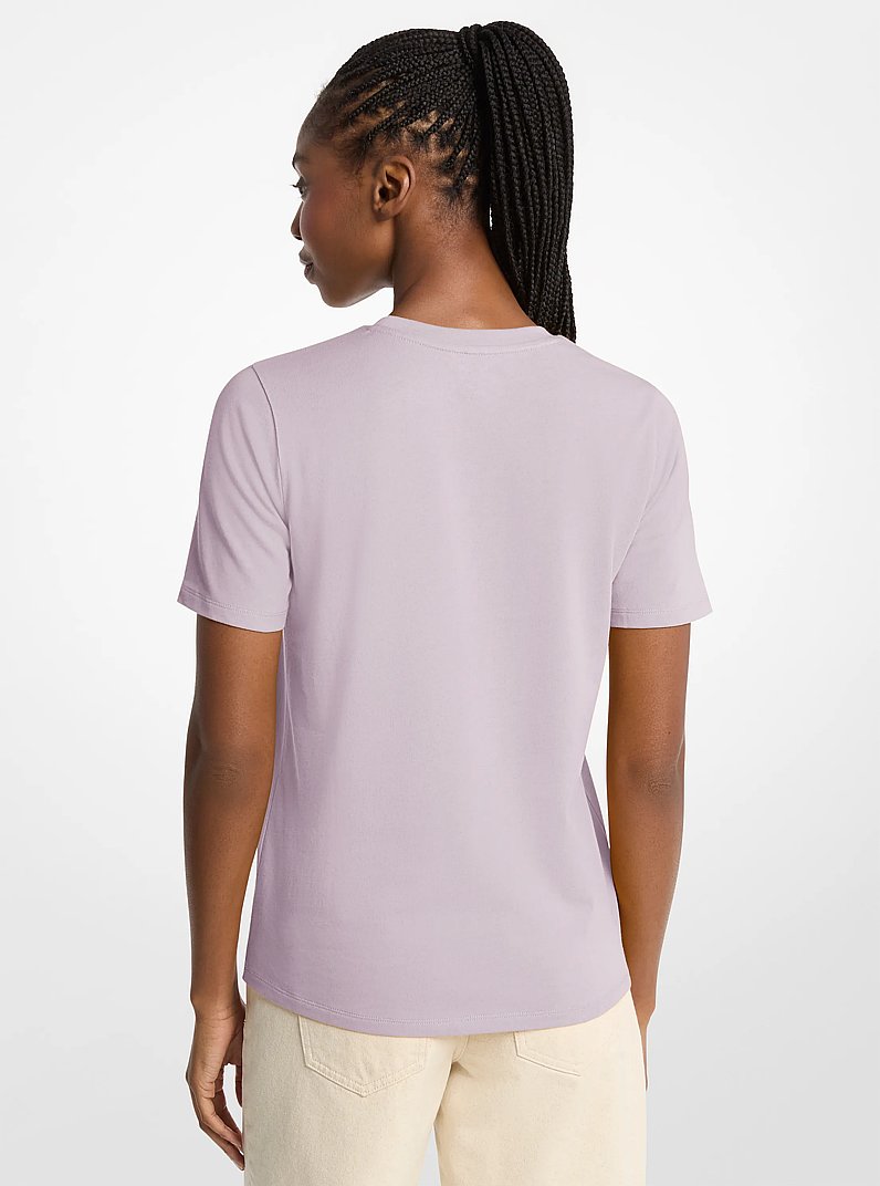 Sequined Logo Cotton T-Shirt in LILAC | Michael Kors