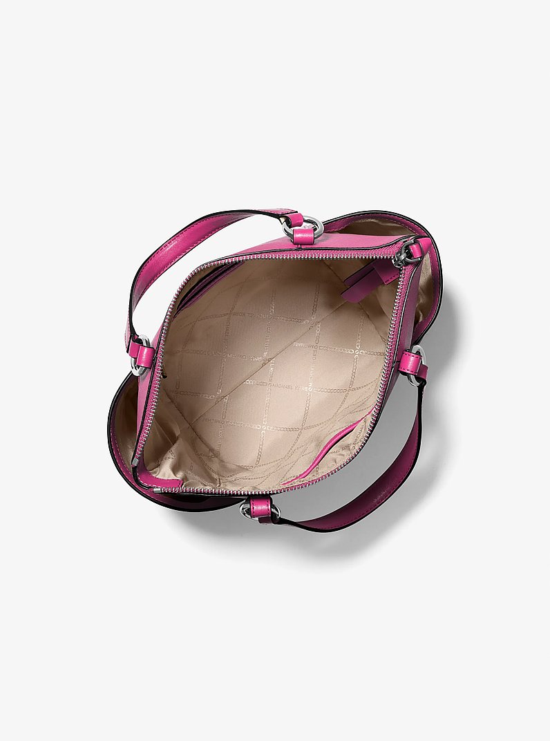 Sullivan Small Saffiano Leather Top-Zip Tote Bag in DEEP FUCHSIA | Michael Kors