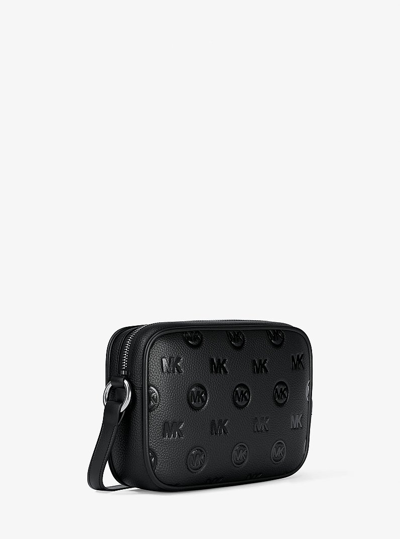 Jet Set Travel Large Logo Debossed Camera Crossbody Bag in BLACK | Michael Kors