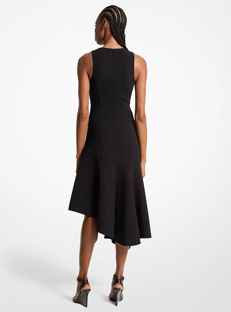 Stretch Wool Asymmetric Sheath Dress in BLACK | Michael Kors