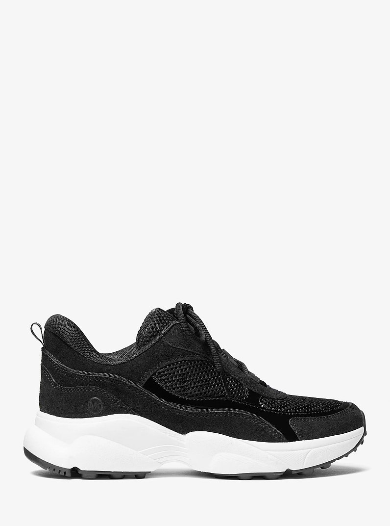 Katrina Suede and Mesh Trainer in BLACK | Michael Kors