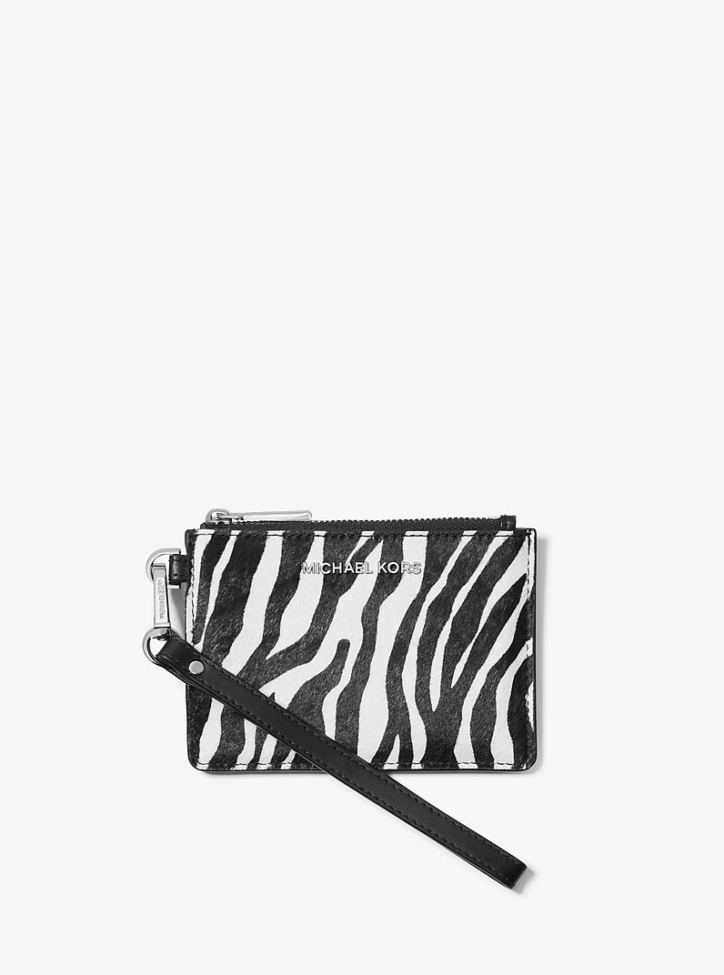 Zebra Print Calf Hair Coin Purse in BLACK COMBO | Michael Kors