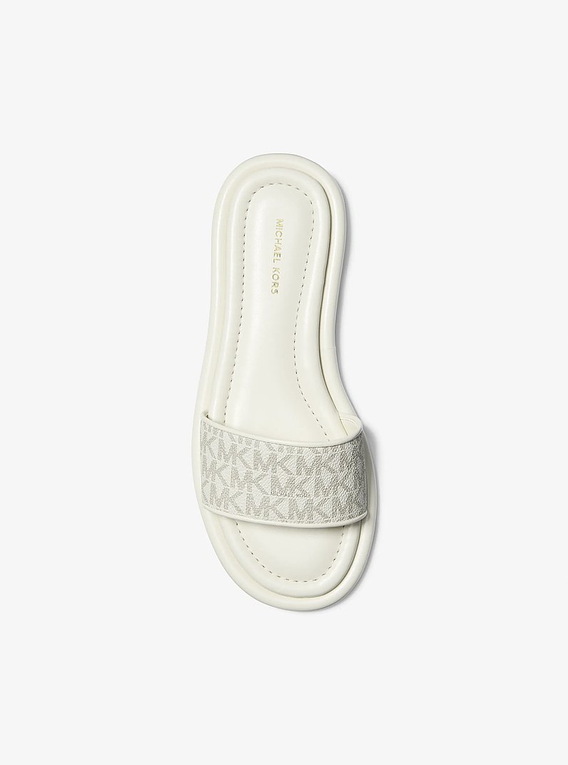 Dana Signature Logo Slide Sandal in VANILLA | Michael Kors