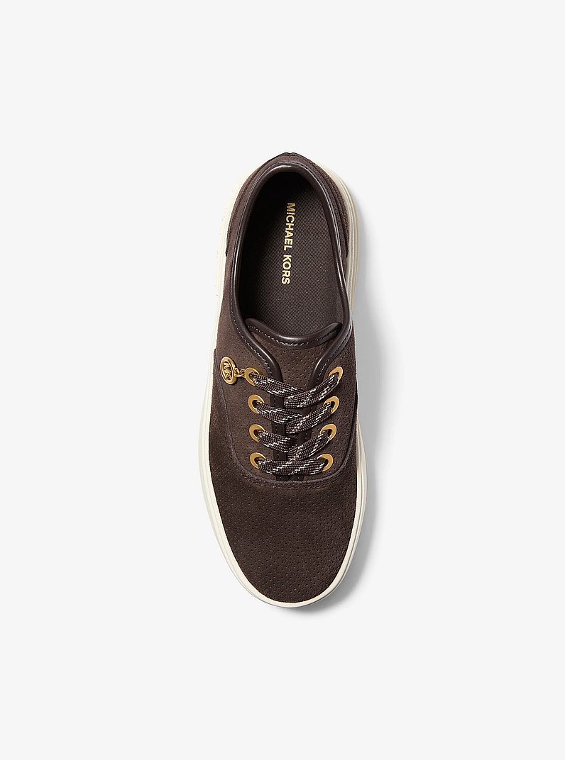 Lindsey Perforated Suede Platform Sneaker in CHOCOLATE | Michael Kors
