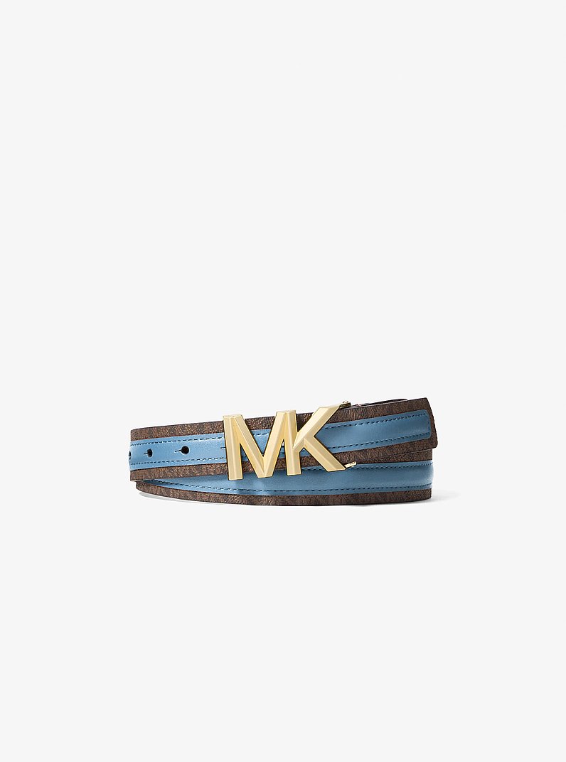 Cintura in pelle con stampa logo in CHAMBRAY | Michael Kors