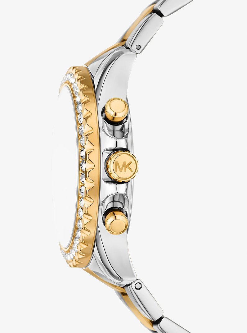 Oversized Everest Pav&eacute; Two-Tone Watch in TWO TONE | Michael Kors