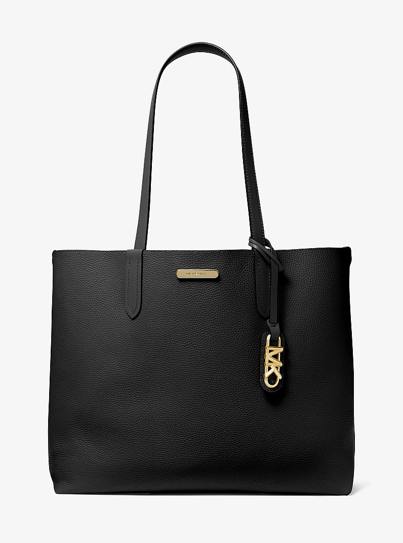 Eliza Extra-Large Pebbled Leather Reversible Tote Bag in BLACK | Michael Kors