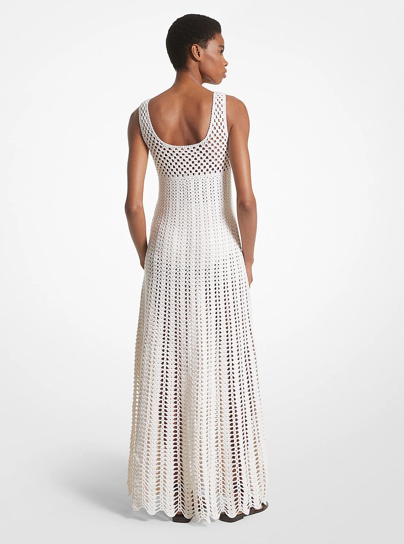 Abito a canotta in cashmere e cotone crochet lavorato a mano in BIANCO OTTICO | Michael Kors