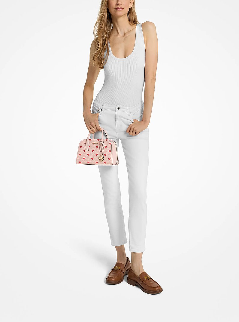 Ashton Small Printed Signature Logo Messenger Bag in POWDER BLUSH | Michael Kors