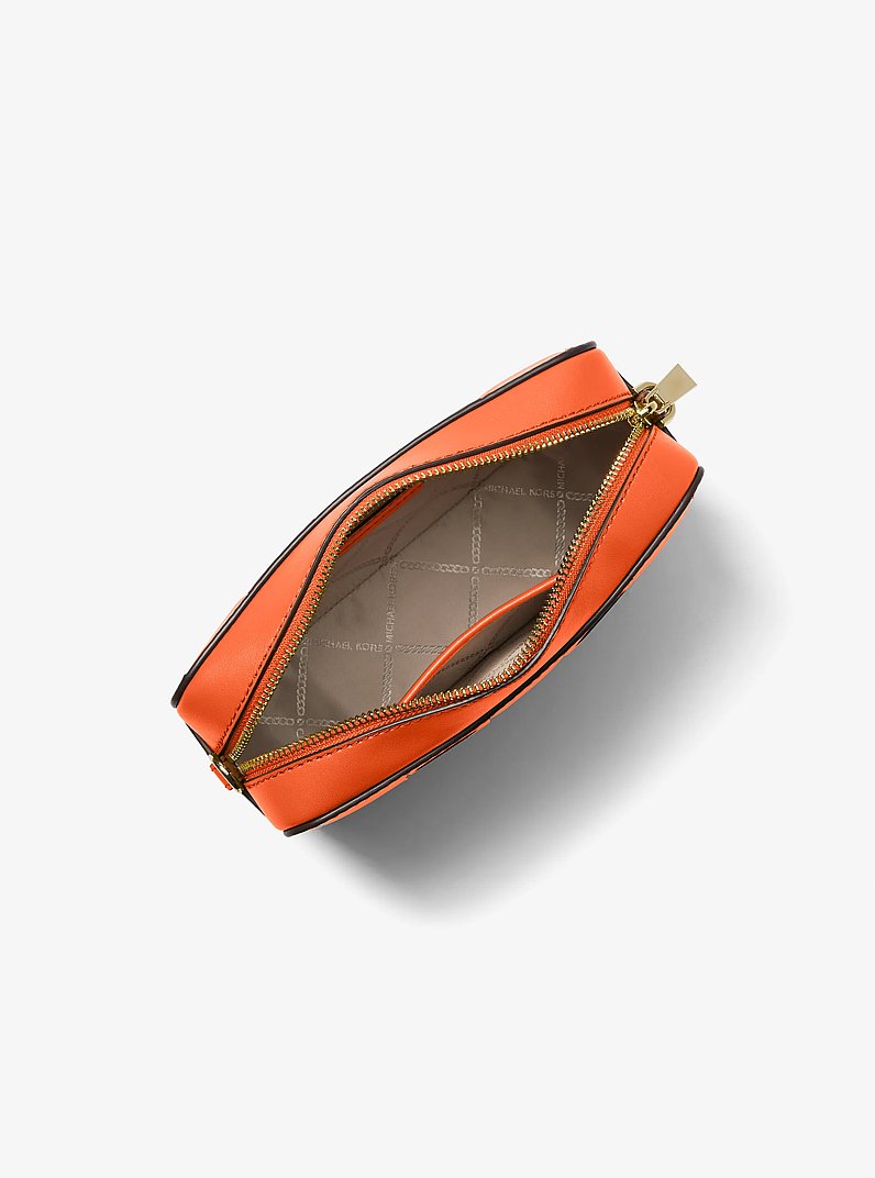 Ginny Medium Woven Leather Crossbody Bag in OPTIC ORANGE | Michael Kors