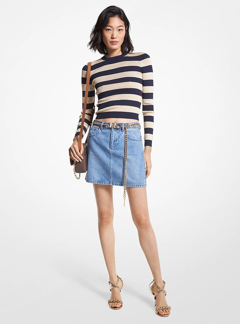 Minifalda en denim con Cintur&oacute;n in AZUL &Aacute;NGEL LAVADO | Michael Kors