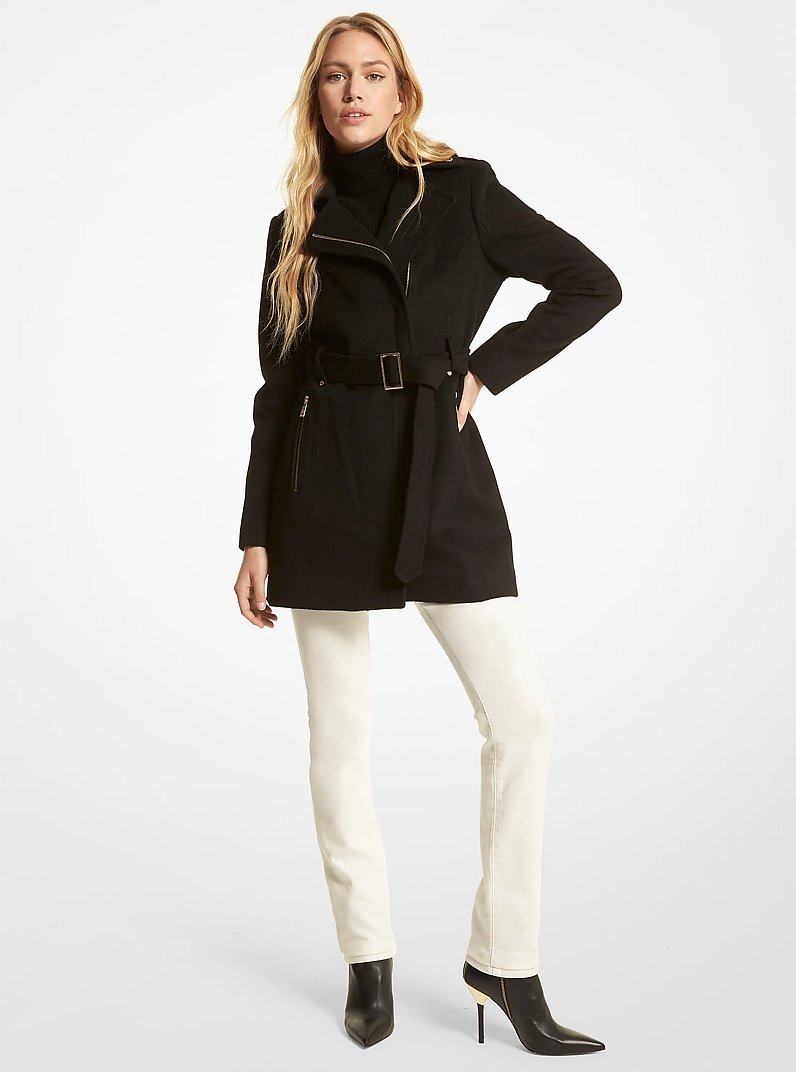Manteau en m&eacute;lange de laine &agrave; ceinture in NOIR | Michael Kors