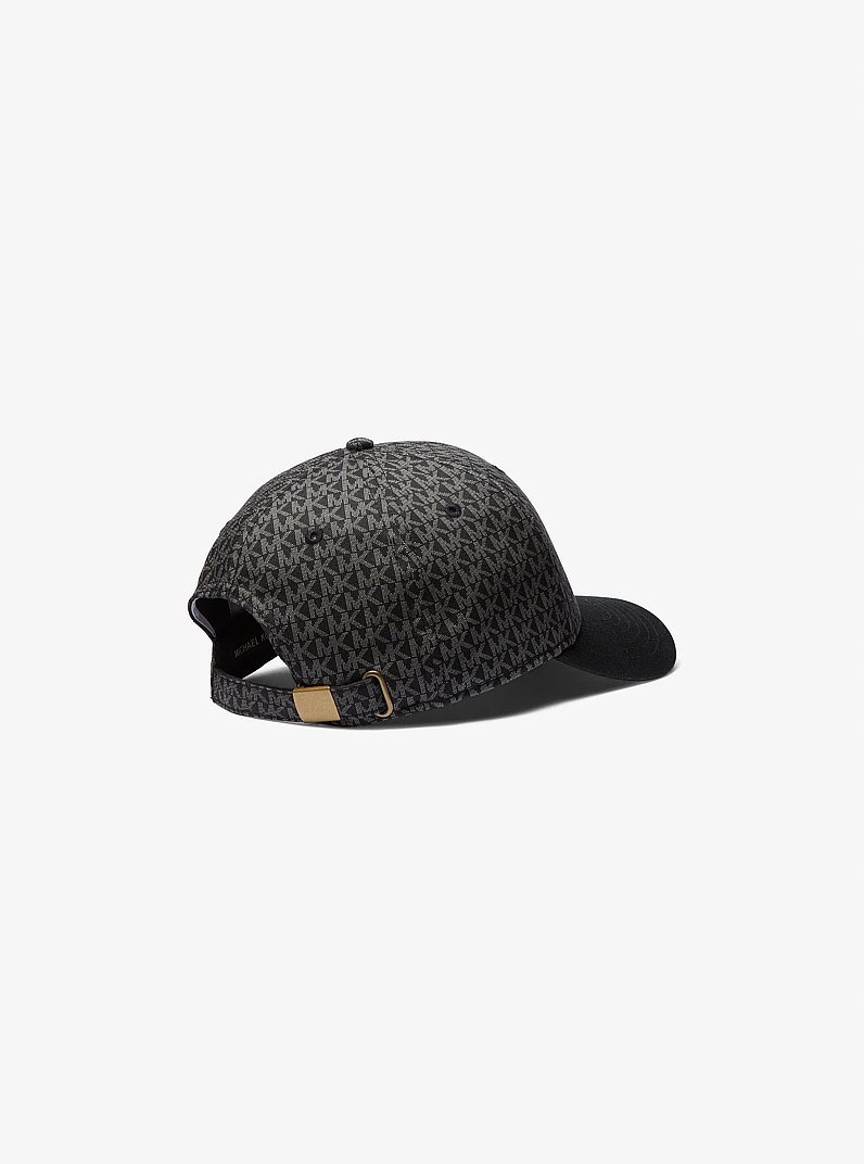 Logo Print Cotton Baseball Hat in BLACK | Michael Kors