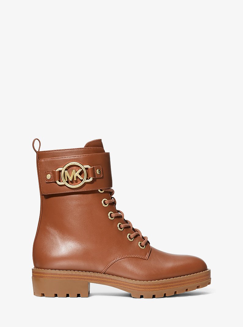 Rory Leather Combat Boot in LUGGAGE | Michael Kors