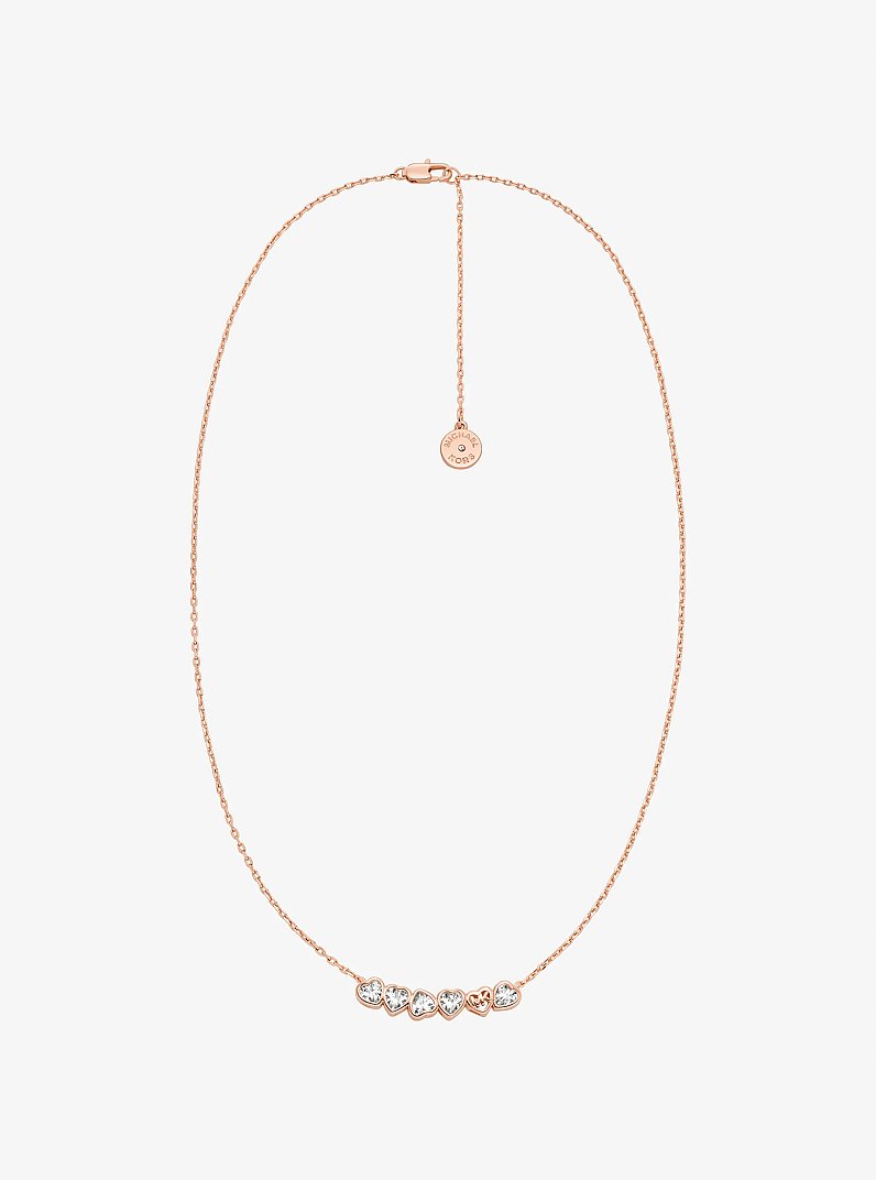 Collar con corazones de circonia c&uacute;bica in DORADO ROSA | Michael Kors