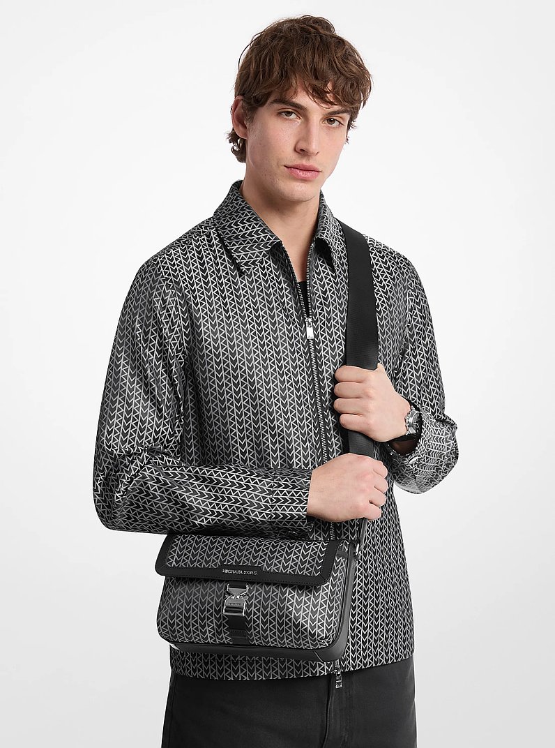 Eli MK2000 Logo Jacquard Messenger Bag in BLACK | Michael Kors