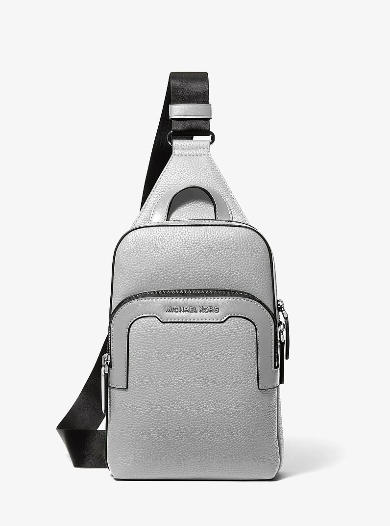 Bolso cruzado Hudson de piel granulada con doble cremallera in NICKEL | Michael Kors