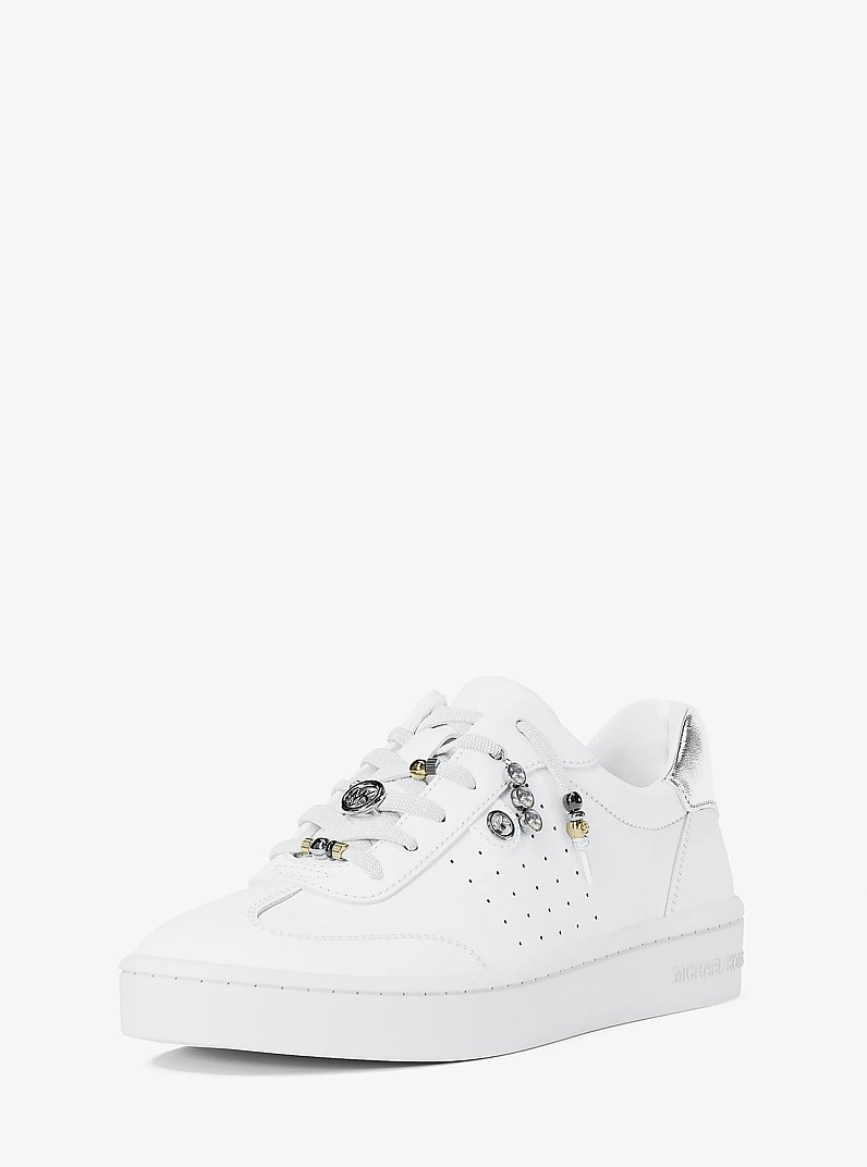 Scotty Embellished Leather Sneaker in OPTIC WHITE | Michael Kors