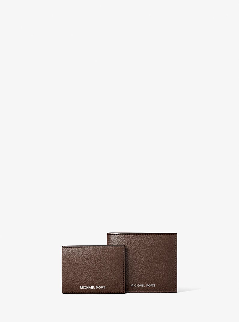 Cooper Pebbled Leather Billfold Wallet With Passcase in NUTMEG | Michael Kors