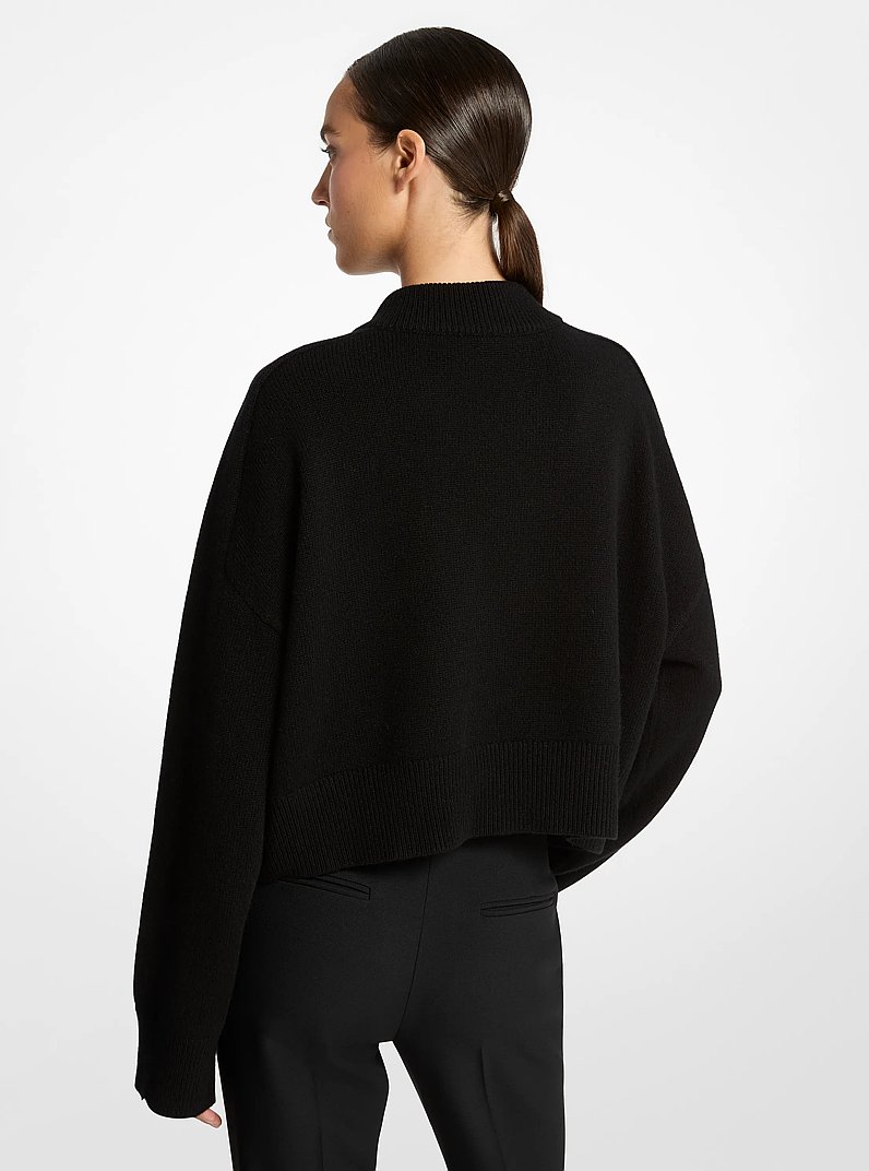 Cashmere Varsity Sweater in BLACK | Michael Kors