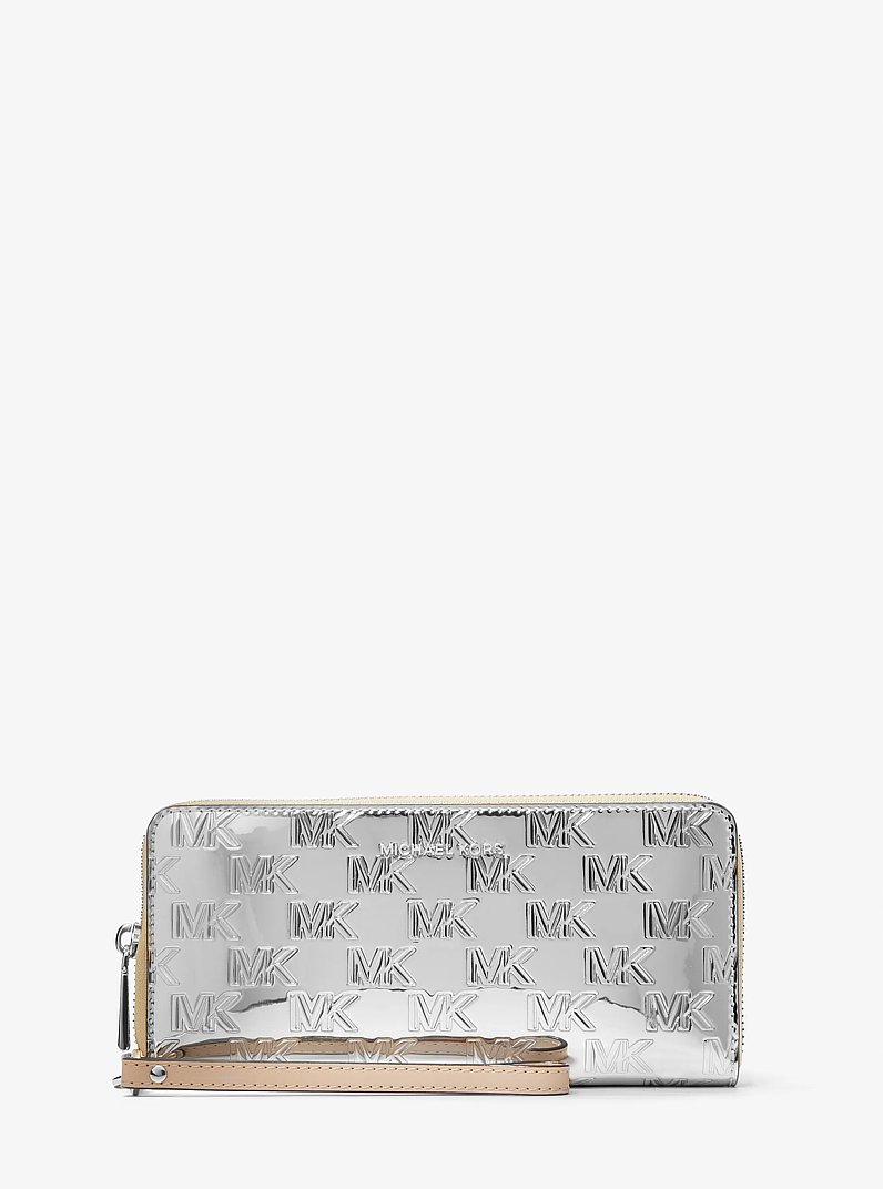 Jet Set Travel Metallic Logo Embossed Continental Wallet
