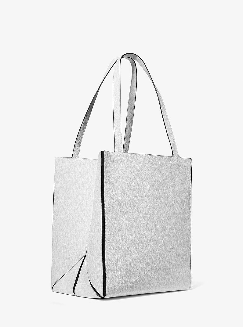 Borsa tote Jordi grande con stampa logo in BIANCO OTTICO/ALLUMINIO | Michael Kors