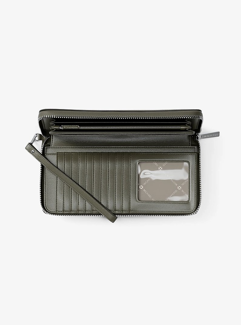 Large Pebbled Leather Continental Wallet in OLIVE | Michael Kors
