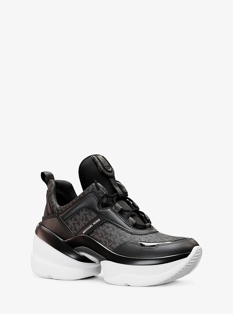 Olympia Signature Logo Trainer in BLACK | Michael Kors