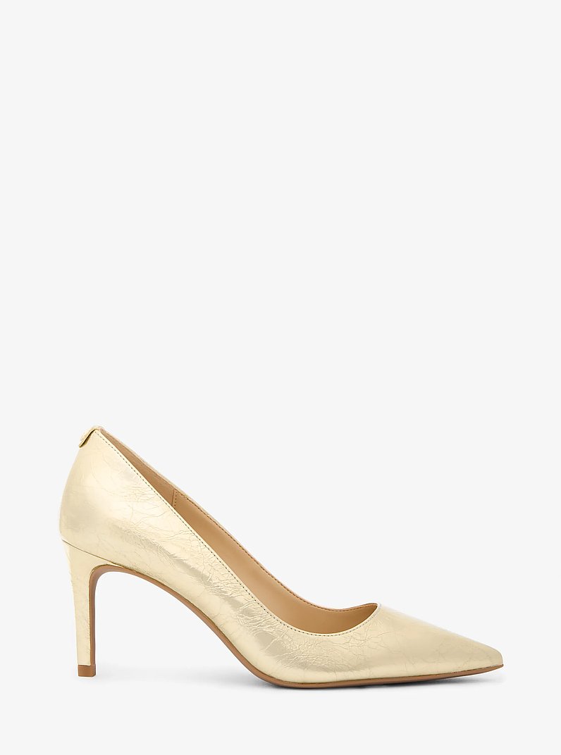 Alina Flex Crackled Metallic Leather Pump in PALE GOLD | Michael Kors