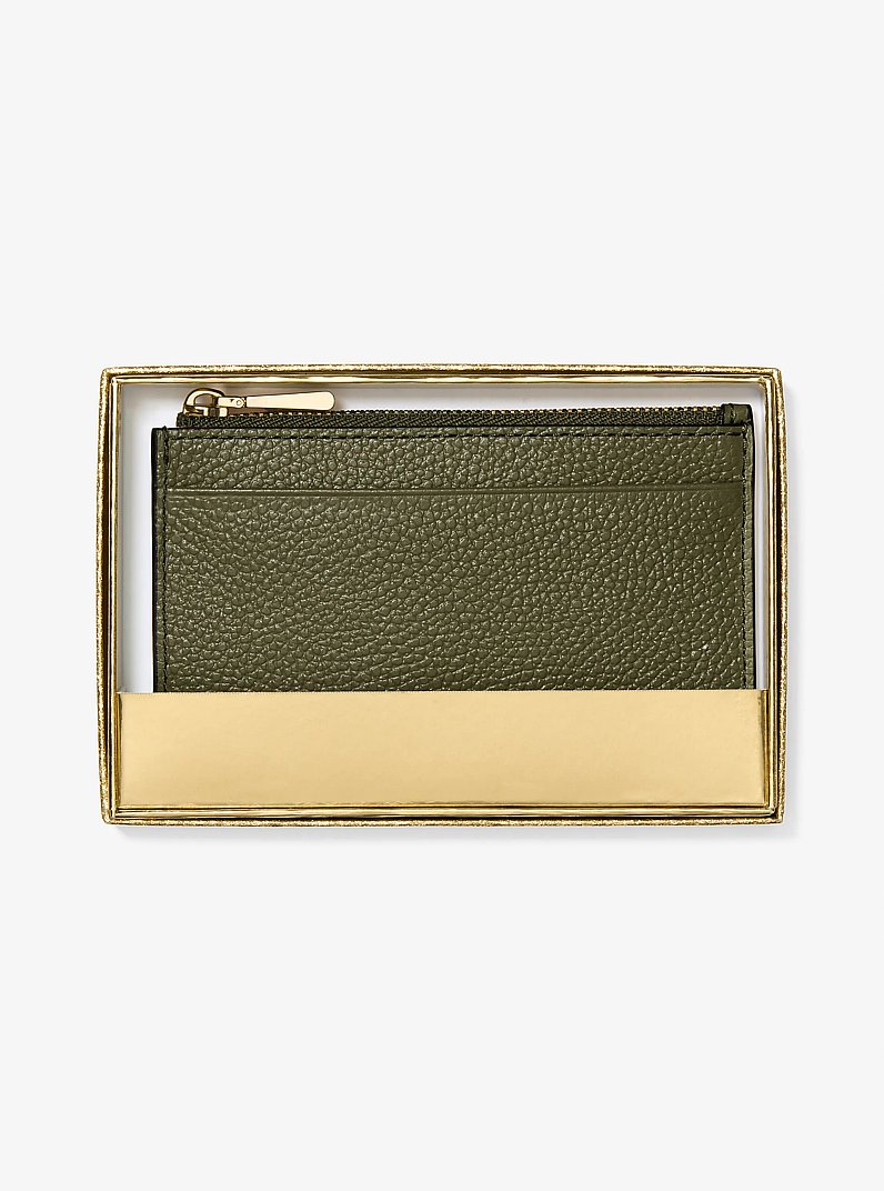 Jet Set Small Pebbled Leather Card Case in IVY | Michael Kors