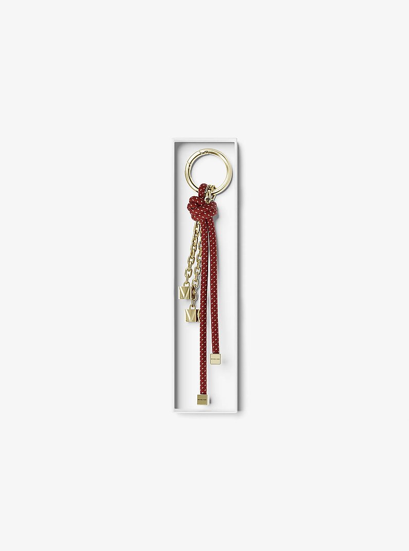 Gold-Tone and Speckled Cord Bag Charm in CRIMSON | Michael Kors