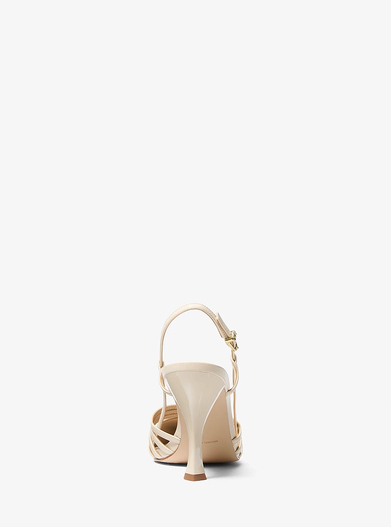D&eacute;collet&eacute; Haisley slingback in pelle in CREMA CHIARO | Michael Kors