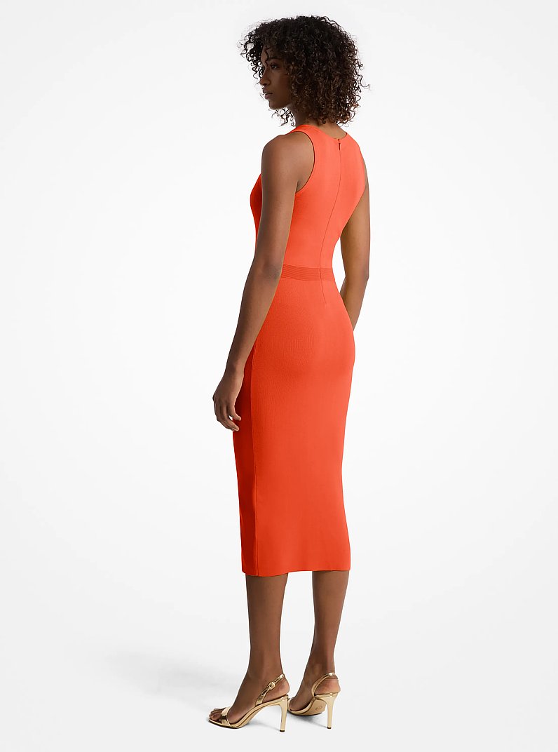 Stretch Viscose Blend Midi Tank Dress in RED CLAY | Michael Kors
