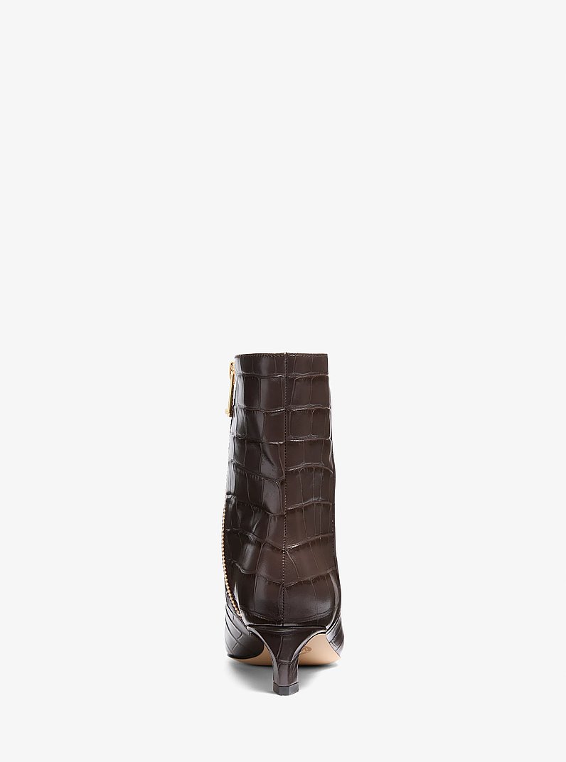 Cosmo Crocodile Embossed Leather Boot in CHOCOLATE | Michael Kors