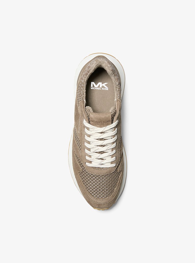 Dax Mixed-Media Trainer in MUSHROOM | Michael Kors