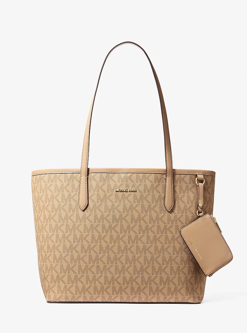 Jet Set Large Signature Logo Tote Bag in CAMEL | Michael Kors