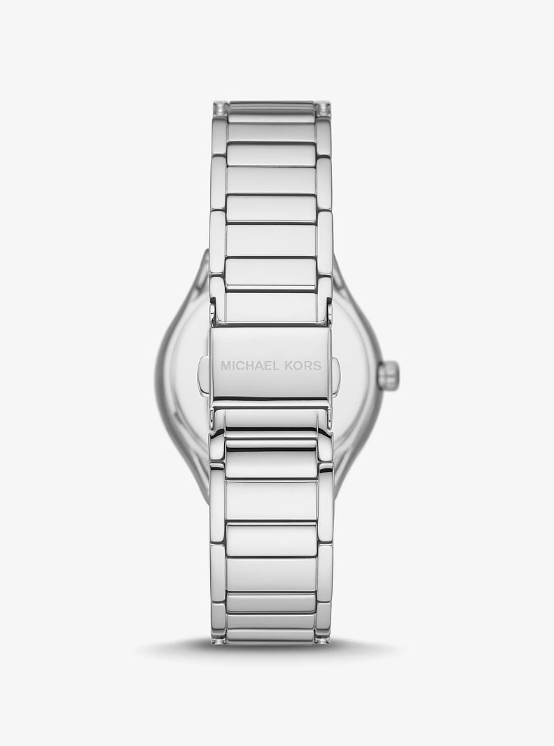 Mini Sylvia Pav&eacute; Silver-Tone Watch in SILVER | Michael Kors