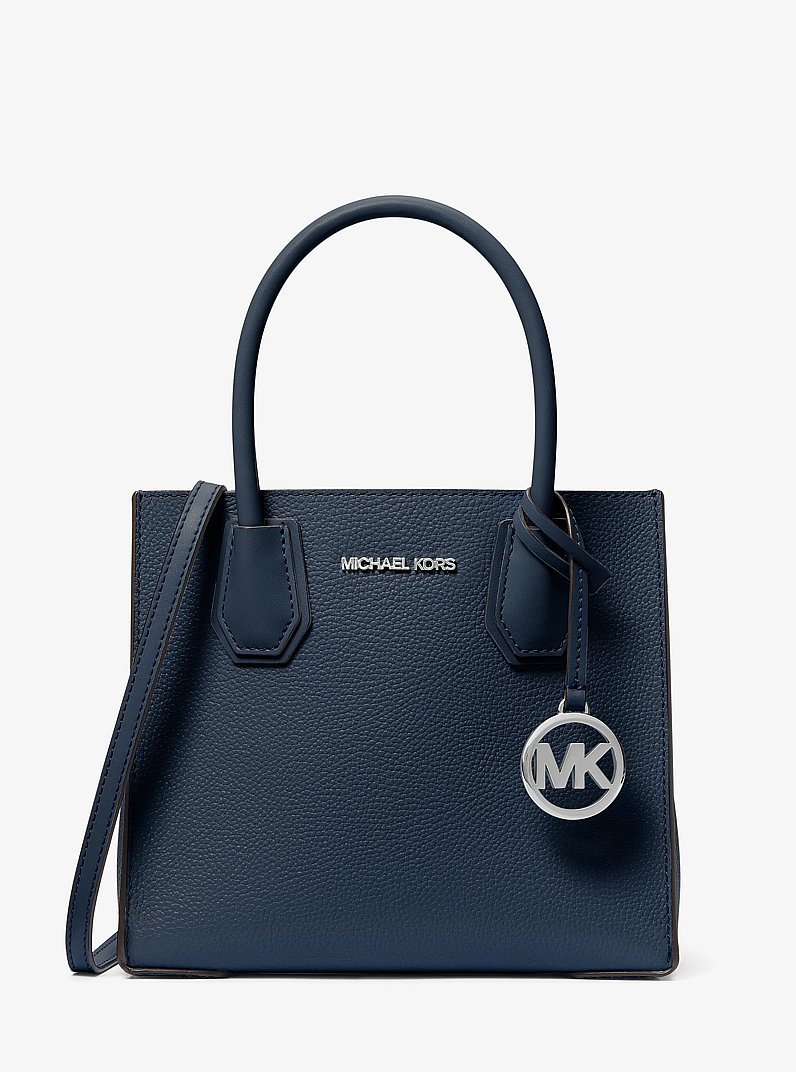 Mercer Medium Pebbled Leather Crossbody Bag in NAVY | Michael Kors