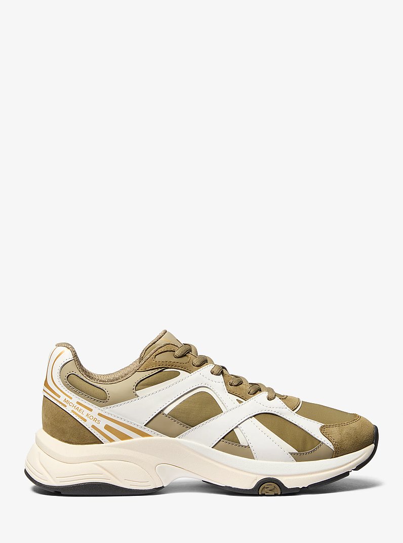 Leo Mixed-Media Trainer in SAFARI GREEN | Michael Kors