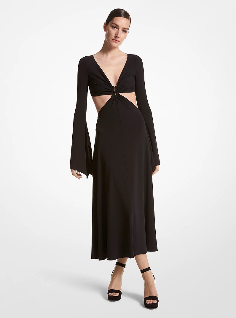 Stretch Matte Jersey Bell-Sleeve Dress